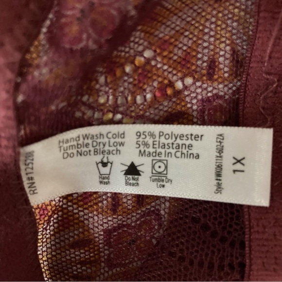 Ashley Stewart Burgundy Lace Bra Chemise - Picture 7 of 12